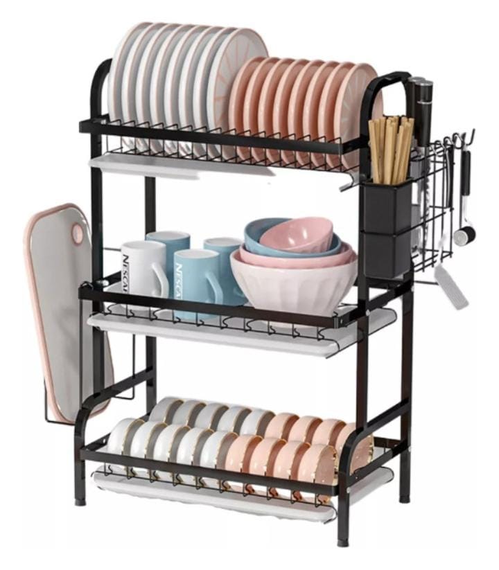 Escurridor de Platos de Acero Inoxidable con Tres Niveles